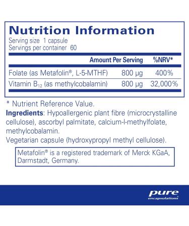 Pure Encapsulations Activated B12 & Folate Supplement - 60 Capsules for Tiredness & Fatigue - Buy Online on GoSupps.com