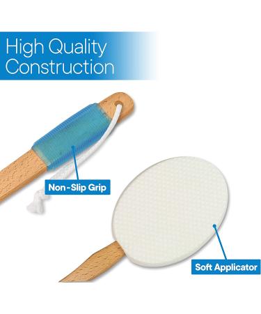 RMS 17.5 Long Lotion Applicator with 4 Pads - Easy Reach Body Wash Shower Brush for Men & Women - Travel Bag Included - Buy Online on GoSupps.com