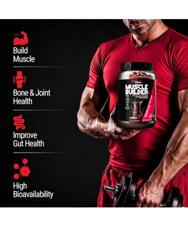 GMU SPORT Muscle Builder+ Protein with 3g Creatine 1.5g HMB Collagen & Enzymes | 25g Protein 28g Carbs 240 Calories | Low Sugar Whey Protein for Strength Recovery & Muscle Growth 20 Servings - Buy Online on GoSupps.com