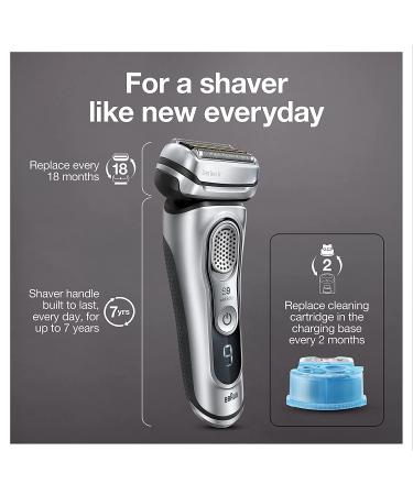 Braun Electric Razor for Men with Precision Beard Trimmer, Rechargeable Wet & Dry Foil Shaver - 9370cc | Silver | Clean & Charge Station, Travel Case | 3-Piece Set - Buy Online on GoSupps.com