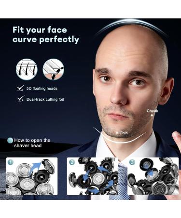Buy 5-in-1 Bald Head Shaver for Men | 7D Floating Blade Electric Razor & Grooming Kit with LED Display - Buy Online on GoSupps.com