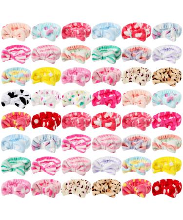 48 Pieces Spa Headband Bulk  Headband for Washing Face coral Fleece Bow Hair Band for Shower Cosmetic Facial Makeup Women Mask Shower Gifts  24 Styles