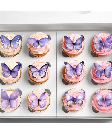 24 x Pre-Cut Beautiful Purple Lilac Pastel Butterflies Edible Wafer Rice Paper Cupcake Cake Dessert Toppers Birthday Party Wedding Decorations Butterfly - Buy Online on GoSupps.com