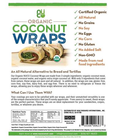 NUCO Organic Coconut Wraps - Original 5 Pack (14g Each) | Healthy, Gluten-Free & Vegan - Buy Online on GoSupps.com