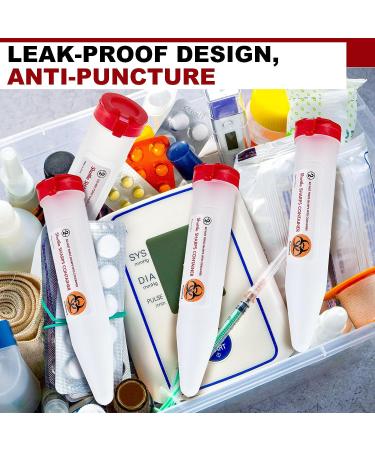 Travel Sharps Container with Locking Mechanism - 24 Pack | Small Sharps Disposal for Needles | Single-Use Transportable Container - 6.5 x 1.38 Inches - Buy Online on GoSupps.com