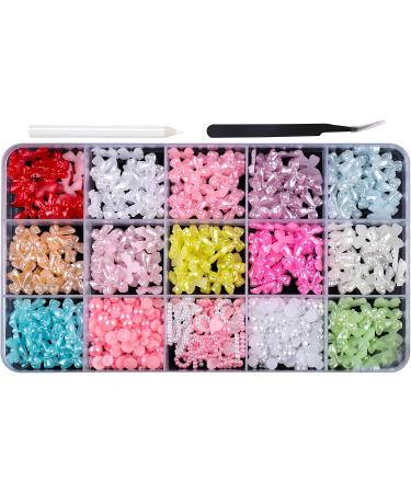 3D Nail Flower Mixed Bowknot Nails Art Flatback Beads Nails Art Decorations White Bowknot Nail Beads 3d Nail For Acrylic Nails Bkhz012 - Buy Online on GoSupps.com