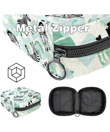 Multicolored Portable Storage Bags for Women's Bandages & Menstrual Products | Zebra Leaves & Green-White Waves | Perfect for School & Office - Buy Online on GoSupps.com