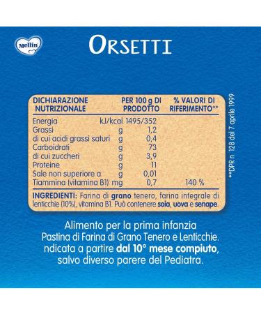 Italian Gourmet E.R. Set of 6 Mellin La Pasta 100% Natural Orsetti with Soft Wheat and Lentils 280g + Italian Gourmet Pulp 400g - Buy Online on GoSupps.com