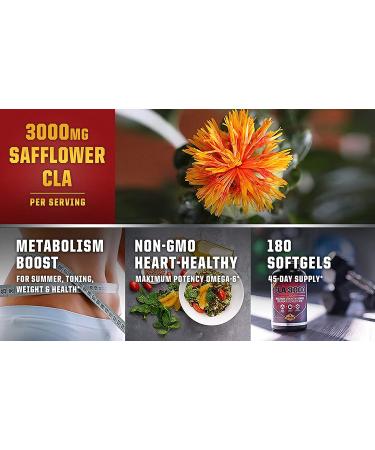 CLA 3000 Safflower Oil - Metabolism & Weight Loss Management - 180 Non-GMO Softgels - Buy Online on GoSupps.com