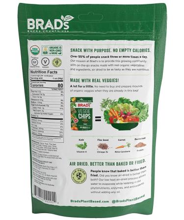 Brad's Organic Veggie Chips with Kale - 3 Bags, 9 Servings, 3 Ounce (Pack of 3) - Buy Online on GoSupps.com