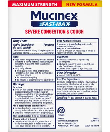Mucinex Fast-Max Severe Congestion & Cough Medicine for Adults Cough & Bothersome Mucus Relief with Dextromethorphan HBr & Guaifenesin Cough Suppressant & Expectorant Medicine 20 Count Severe Congestion & Cough - New 20  - Buy Online on GoSupps.com