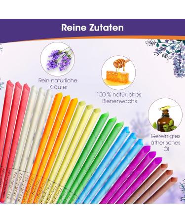 24 Natural Beeswax Ear Candles - Non-Toxic Wax Removal with 8 Colors & 12 Discs | International Shipping Available - Buy Online on GoSupps.com