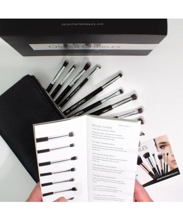 Oscar Charles Eye Makeup Brush Set | 12 Premium Brushes & Luxury Silver Cosmetic Bag | Perfect for Professional & Everyday Use - Buy Online on GoSupps.com