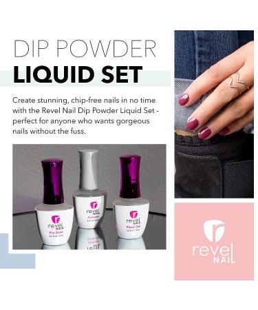 Revel Nail Dip Powder Liquid Set - Base Coat, Activator, Finish Gel, Thinner - DIY Nail Kit - Buy Online on GoSupps.com