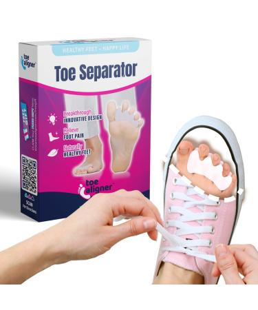 Toe Separator and Stretcher - Highly Effective Toe Straightener for Bunions, Overlapping Toes, Hammertoes, Crooked Toes. Universal Size Toe Spacer. Latex-Free, PVC-Free