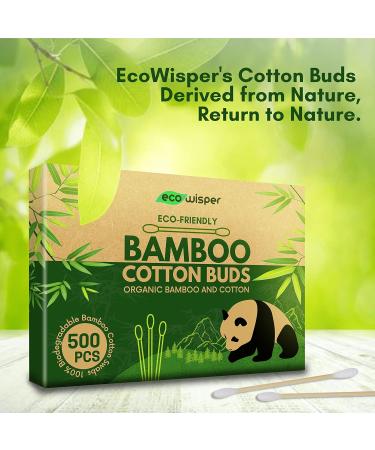 EcoWisper Bamboo Cotton Buds - 500 Eco Friendly Biodegradable Swabs for Makeup, Crafts, Cleaning & Baby Hygiene - Buy Online on GoSupps.com