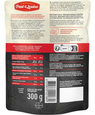 COVI SAS Paul & Louise Ravioli Beef mascara 300 g microwave safe ready in 1 minute 30 egg dough pure beef 100 French origin without dyes without artificial flavors Nutriscore - Buy Online on GoSupps.com