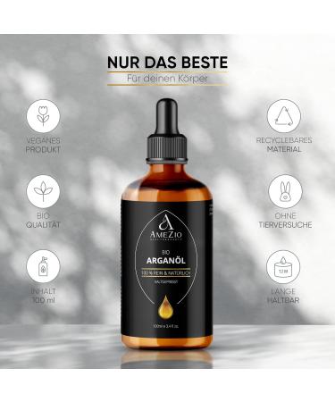 Organic Cold-Pressed Argan Oil For Hair Face Body Skin Argan Oil Baby 100% Pure and Sustainable Natural for Cosmetics Skin Care Vegan and Cruelty Free 100 ml - Buy Online on GoSupps.com