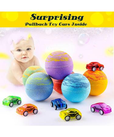 Kids Bath Bombs Set - 6pc Extra Large Organic Fizzy Bath Bombs with Toy Car Surprise - Handmade with Natural Oils for Boys and Girls - Fun Birthday Gift Idea - Buy Online on GoSupps.com