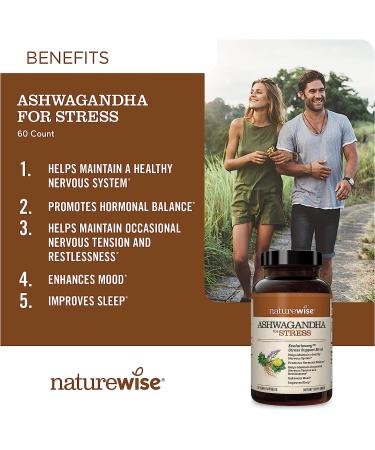 NatureWise Ashwagandha Stress Relief Supplement with Calming KSM-66 Extract - 60 Count - Buy Online on GoSupps.com