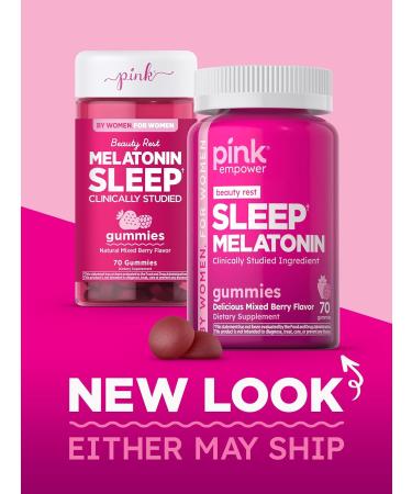 PINK Melatonin Gummies 10mg | Max Potency | Mixed Berry Flavor | Vegan Non-GMO & Gluten Free Supplement - Buy Online on GoSupps.com