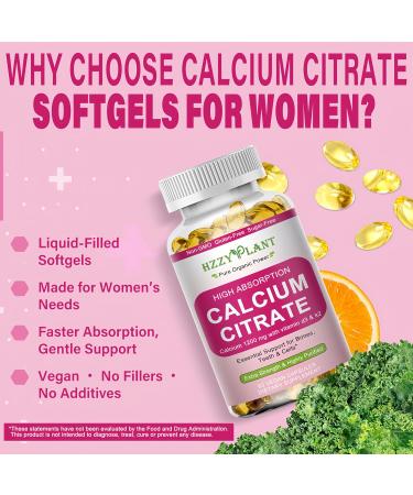 Calcium Supplements for Women Softgels, High Absorption Calcium Citrate Supplement Essential Mineral Calcium 1200 mg with Vitamin D3 Magnesium for Bone Health Support, Non-GMO, 2 Month Supply - Buy Online on GoSupps.com