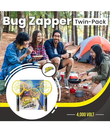ZAP IT Rechargeable Bug Zapper Racket 4000 Volt - USB Charging Cable - 2 Pack - Large Yellow - Buy Online on GoSupps.com
