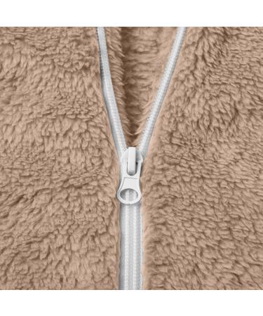 Hanxiulin Women's Fleece Jacket | Plush Long-Sleeved Winter Coat with Hood | Cozy & Cuddly Beige Outerwear for Cold Weather - Buy Online on GoSupps.com