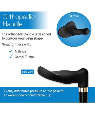 RMS Orthopedic Walking Cane - Adjustable Offset Design for Arthritis & Carpal Tunnel - Right-Handed Handle - Buy Online on GoSupps.com