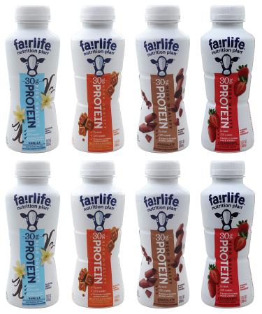 Fairlife Nutrition Plan Protein Shake | Chocolate, Vanilla, Strawberry, and Salted Caramel Flavors | Included one Niro beverage sleeve | 8 Pack | Niro Assortment 11.5 Fl Oz (Pack of 8)