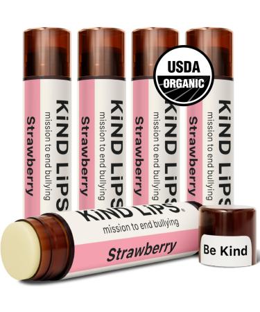 Kind Lips Strawberry Organic Lip Balm Natural Moisturizing Lip Care 5 Pack Strawberry 1 Count (Pack of 5)