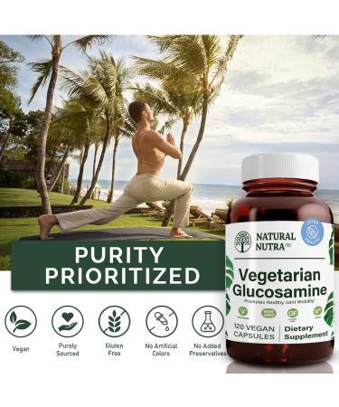 Natura Nutra Vegan Glucosamine Hydrochloride 750mg - Kosher, Shellfish Free, Plant Based Collagen Joint Support - 120 Capsules - Buy Online on GoSupps.com