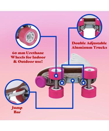 CHICAGO Women's & Girl's Classic Roller Skates - Premium White Quad Rink Skates - Size 8 - Buy Online on GoSupps.com