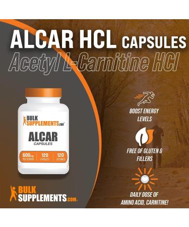 Acetyl L-Carnitine Capsules 600mg - ALCAR HCl Supplement - 120-Day Supply - BULKSUPPLEMENTS.COM - Buy Online on GoSupps.com