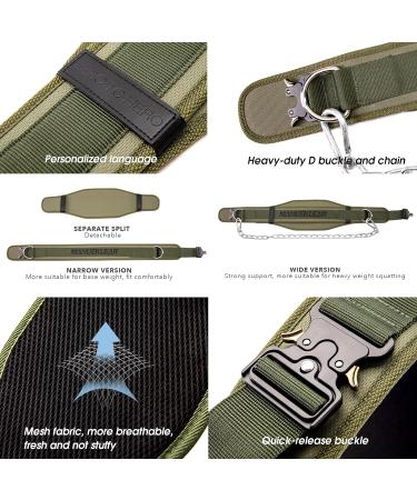 Manueklear DIP Belt for Men & Women - Double Layer Weight Lifting Belt with Chain & Carabiner | Olive Green Weight Belt for Bodybuilding & Strength Training - Buy Online on GoSupps.com