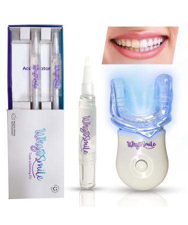WhytSmile Teeth Whitening Kit - LED Light - Batteries Included , (3X) 4ml Gel Pens with Brush, 35% Carbamide Peroxide and Mouth Tray