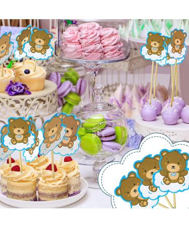60 Pieces Teddy Bear Cupcake Cake Toppers Teddy Bear Themed Baby Shower Decorations Bear Cake Picks for Gender Reveal Baby Shower Party Decorations - Buy Online on GoSupps.com