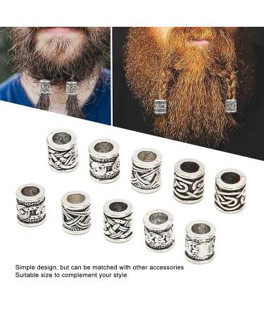 10Pcs Viking Beard Beads & Compass Pendant Set for Men - DIY Bracelet Jewelry Pendants - Norse Dreadlock Hair Tube Beads - Buy Online on GoSupps.com