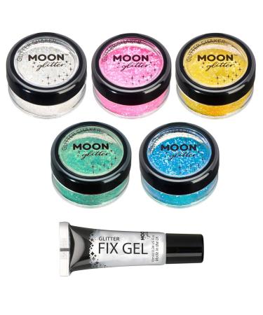 Iridescent Glitter Shakers by Moon Glitter 100% Cosmetic Glitter for Face Body Nails Hair and Lips - 5g - Set of 5