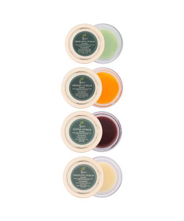 SVATV - All Purpose Herbal Salve Lip Balm 15g x 4 :: Made in India (Coffee Green Apple Orange Chocolate) All Fragrance