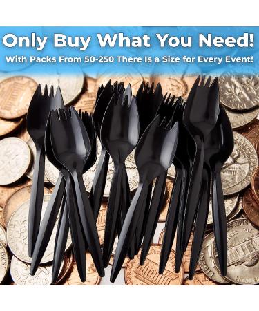 BPA-Free Black Disposable Sporks 250 Pk. Recyclable  Eco-Friendly and Kid-Safe 2-in-1 Utensils Built Strong to Last Large Meals. Great for School Lunch  Picnics or Restaurant and Party Supply (250) - Buy Online on GoSupps.com