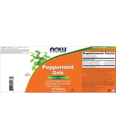 Now Peppermint Gels with Ginger Oil and Fennel Oil 150 Softgels Enteric Coated - Buy Online on GoSupps.com