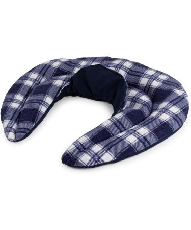 Cozy Neck Pillow with Stand-Up Collar & Heat Pad - St. Johns Wort & Flannel Check Blue - Perfect for Relaxation & Travel - Buy Online on GoSupps.com