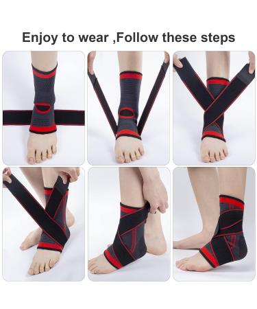 Ankle Brace Set of 2 - Compression Support for Injury Recovery & Joint Pain - Arch Brace Support - Foot Stabilizer - Protect Against Sprains & Swelling - Size L - Buy Online on GoSupps.com
