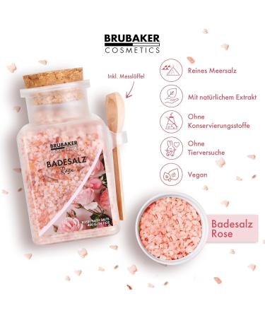 Brubaker Swimming Salt 3x400g - Rose Fragrance Bathing Additive with Flowers & Natural Extracts for Wellness & Relaxation - Includes Wooden Measuring Spoon - Buy Online on GoSupps.com