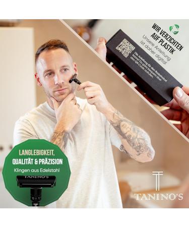 Taninos Razor Plane Men Set | Adjustable Safety Razor with 10 Blades | Smooth Shave for All Skin Types | Elegant Storage Stand | Perfect Wet Razor - Buy Online on GoSupps.com