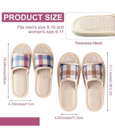 10 Pair Plaid Open Toe House Slippers Set - Non Slip Indoor Hotel and Travel Unisex Spa Slippers - Washable Reusable Breathable Casual Slippers for Guests and Family - Buy Online on GoSupps.com