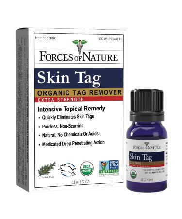 Forces of Nature -Natural, Organic Skin Tag Remover Extra Strength (11ml) Non-GMO, No Harmful Chemicals, Safe, Pain Free and Non-Scarring