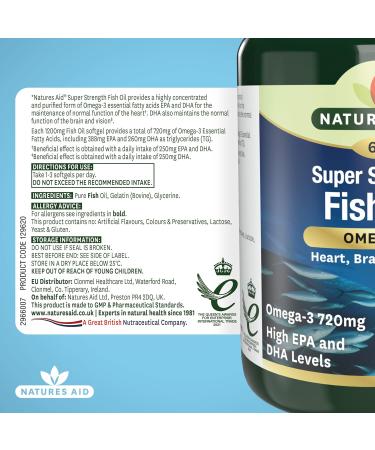 Natures Aid Super Strength Omega-3 Fish Oil Softgels - 60 Count (Pack of 1) - Buy Online on GoSupps.com