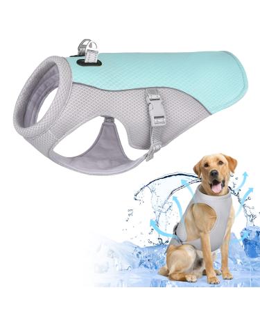 Bamda Dog Cooling Vest 2023 Upgraded Harness Cooler Jacket with Adjustable Titanium D-rings and Breathable Lightweight Cool Pet Vest for Small Large Dogs(Blue M) M Blue